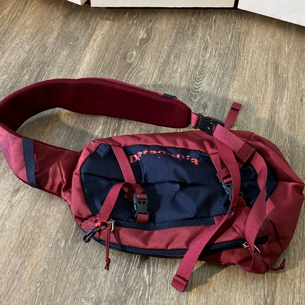 Patagonia Red and Blue Belt Bag for Outdoor Adventures